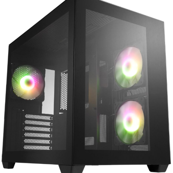Кутия FSP CMT380 Black ARGB TG, ATX Mid Tower, Черна