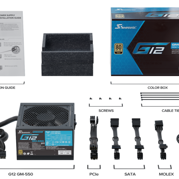 Захранващ блок Seasonic G12 GM-550, 550W, 80+ GOLD