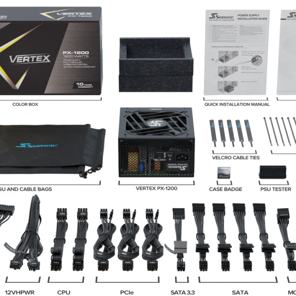 Захранващ блок Seasonic VERTEX PX-1200, 1200W, 80+ Platinum