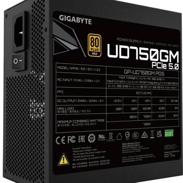Захранващ блок Gigabyte UD750GM PG5 , 750W, 80+ GOLD