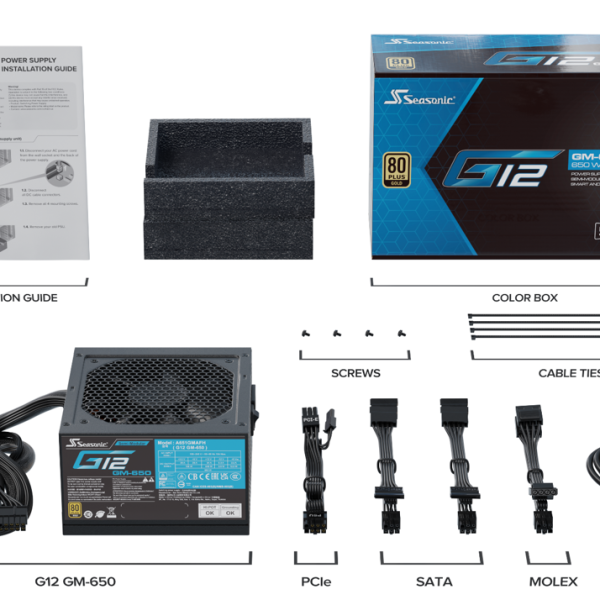 Захранващ блок Seasonic G12 GM-650, 650W, 80+ GOLD