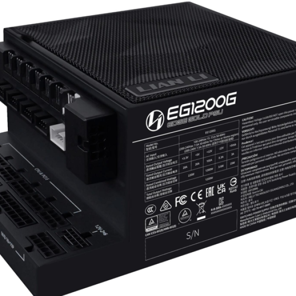 Захранващ блок Lian Li EDGE 1200W 80+ Gold PCIe 5.1, ATX 3.1 - Черно