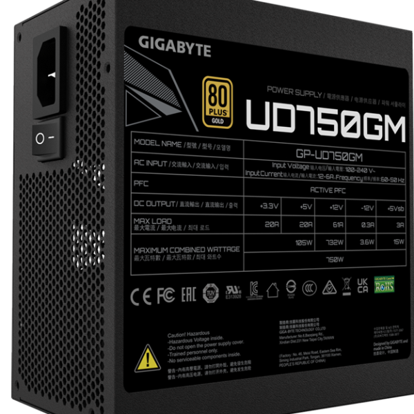 Захранващ блок Gigabyte UD750GM, 80 Plus, Gold,750W, Modular