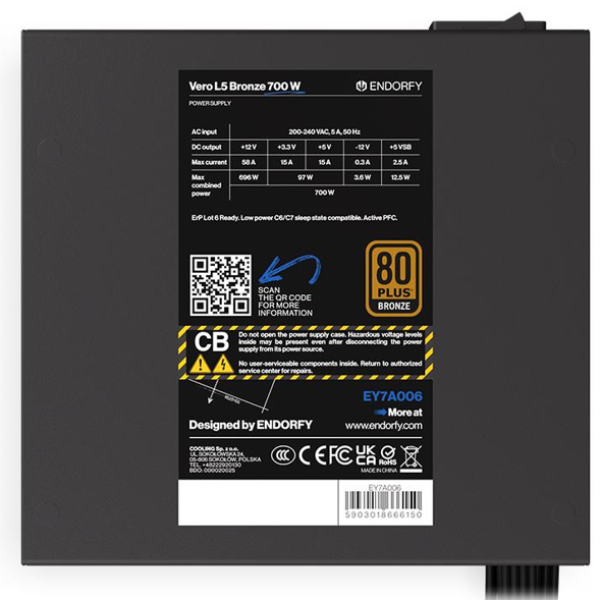 Захранващ блок Endorfy VERO L5 700W 80+ Bronze