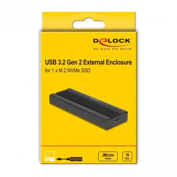 Външно чекмедже Delock, За M.2 NVMe PCIe SSD, USB-C 3.2 Gen 2, 10 Gbps