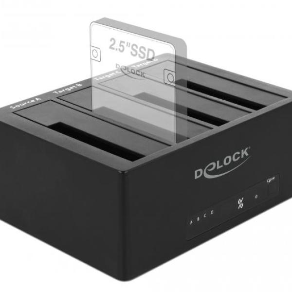 Външна докинг станция Delock, За 4 x HDD/SSD, USB, Функция за клониране, 5 Gbps