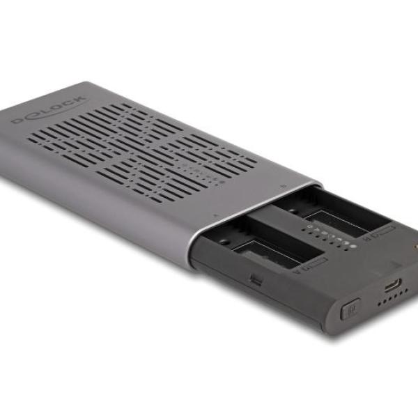 Външно чекмедже Delock 42027, За 2 x M.2 NVMe PCIe SSD, USB 20 Gbps, Клониране
