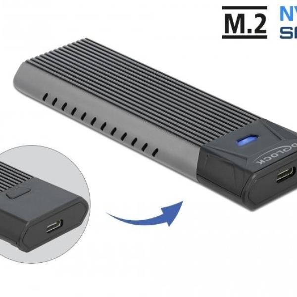 Външна стойка Delock, За M.2 NVMe PCIe или SATA SSD, USB-C 3.2 Gen 2, Инсталация без инструменти