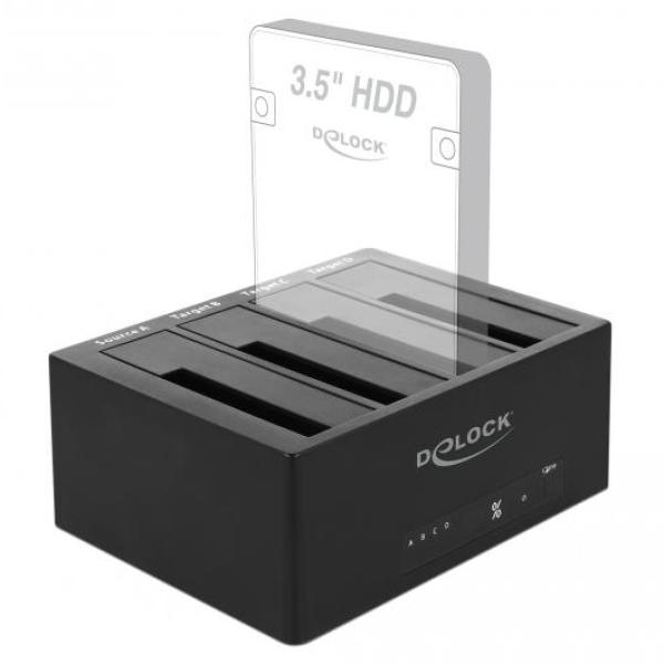 Външна докинг станция Delock, За 4 x HDD/SSD, USB, Функция за клониране, 5 Gbps