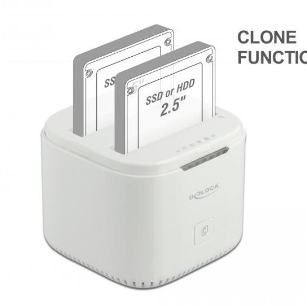Станция Delock USB-C, За 2 x 2.5″ SATA HDD / SSD, Клониране