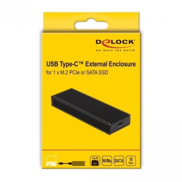 Външно чекмедже Delock за M.2 NVMe PCIe или SATA SSD, USB-C 3.2 Gen 2