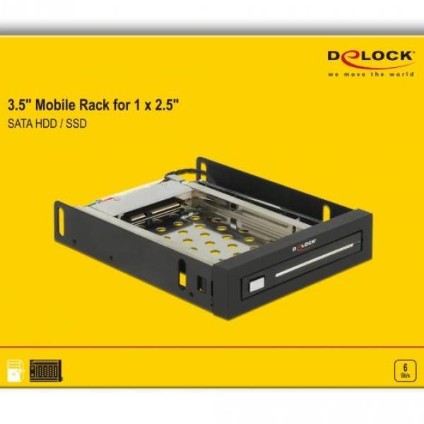 Чекмедже Delock 3.5″, За 1 x 2.5″ SATA HDD / SSD, Черен