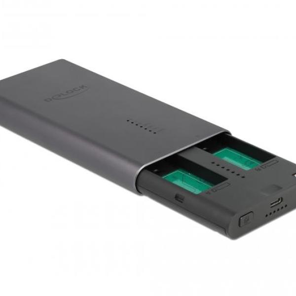 Външно чекмедже Delock, За 2 x M.2 NVMe PCIe SSD, USB-C, Клониране