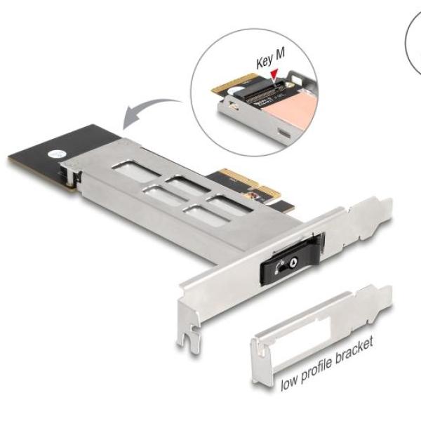 Вътрешна тава Delock, PCI Express Card за 1 x M.2 NVMe SSD - Low Profile Form Factor