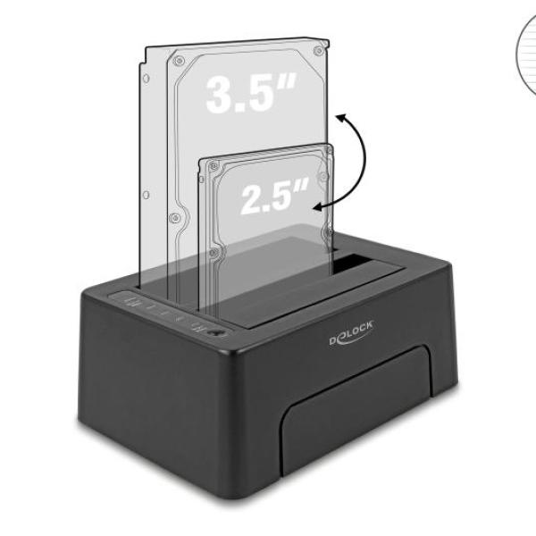 Външна докинг станция Delock, За 2 x SATA HDD / SSD, USB-C