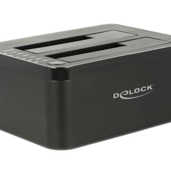 Външна докинг станция Delock 62661, за 2.5"/3.5" HDD/SSD, USB 3.0, Функция за клониране, Черен