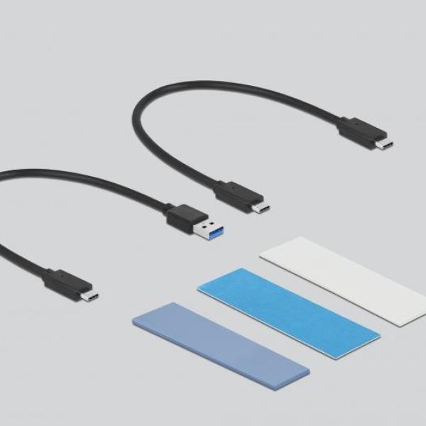 Външна стойка Delock, За M.2 NVMe PCIe или SATA SSD, USB-C 3.2 Gen 2, Инсталация без инструменти