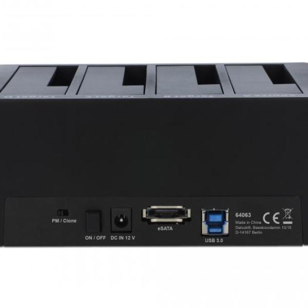 Външна докинг станция Delock, За 4 x HDD/SSD, USB, Функция за клониране, 5 Gbps