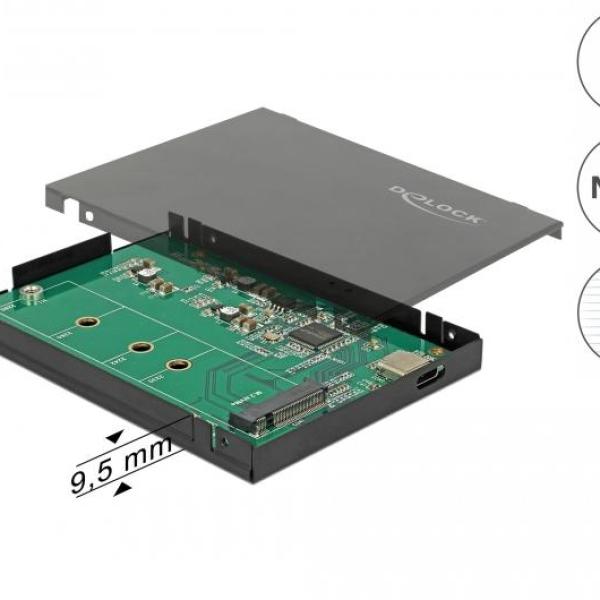 Външно чекмедже Delock, За M.2 NVMe PCIe SSD, USB-C 3.1 Gen 2, 2.5″