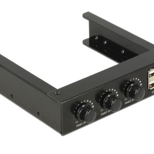 Метален панел 3.5" DeLock, 2 x USB 2.0, Контролер за вентилатори