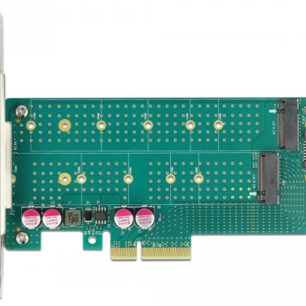 Карта PCI Express x4 Delock към 1x M.2 Key B + 1x  M.2 NVMe M.2 Key M, Low Profile