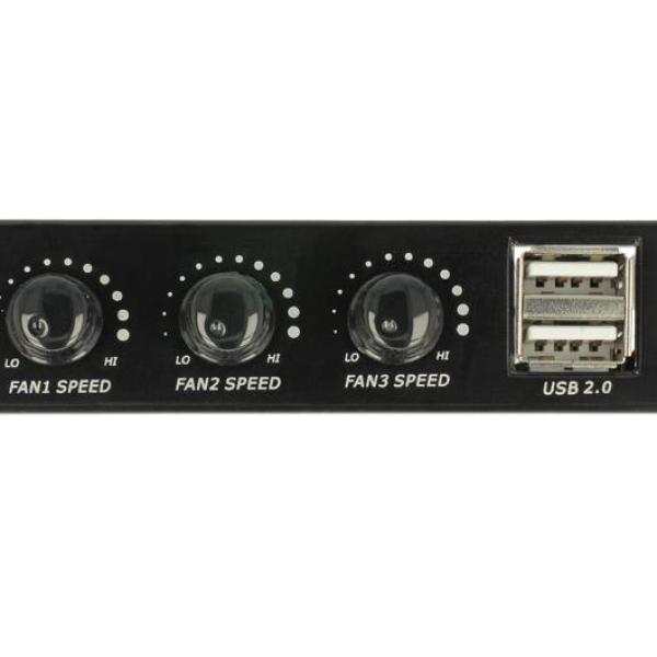 Метален панел 3.5" DeLock, 2 x USB 2.0, Контролер за вентилатори