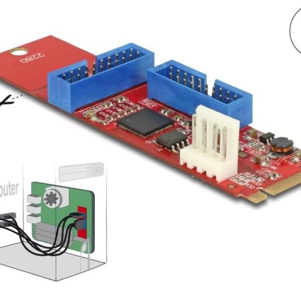 Адаптер Delock, M.2 Key B+M мъжко към 1 x USB 5 Gbps Pin Header