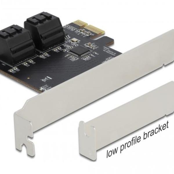 Карта Delock, PCI Express x1 към  4 port SATA, Low Profile
