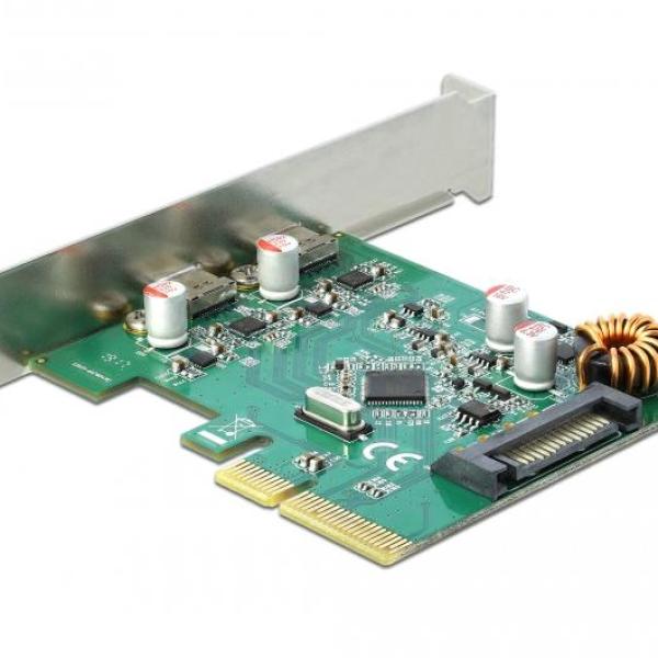 Карта Delock, PCI Express x4 към USB-C (USB 3.1 Gen 2) женско, 10 Gbps