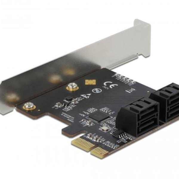 Карта Delock, PCI Express x1 към  4 port SATA, Low Profile