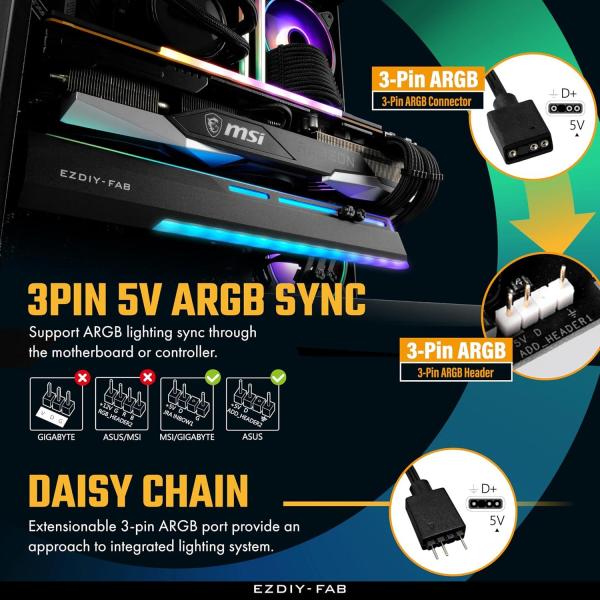 Държач за графична карта EZDIY-FAB ARGB - Черен