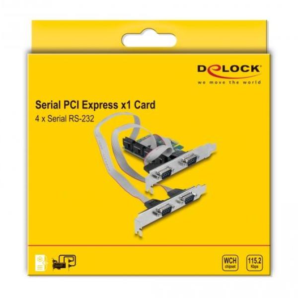 Карта за разширение на слотове Delock, PCI Express Card към 4 x Serial RS-232