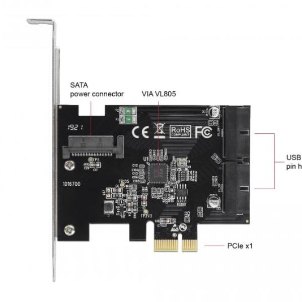 Карта Delock, PCI Express x1 към USB 3.0 Pin Header