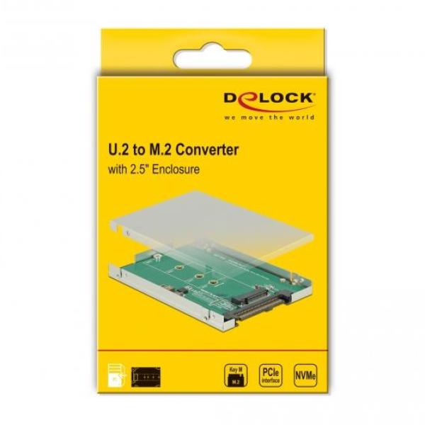 Конвертор DeLock, U.2 SFF-8639 - M.2 NVMe Key M, 2.5"