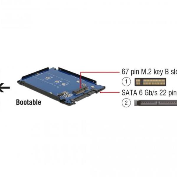 Конвертор DeLock, SATA 22 pin - M.2 с чекмедже, 2.5"