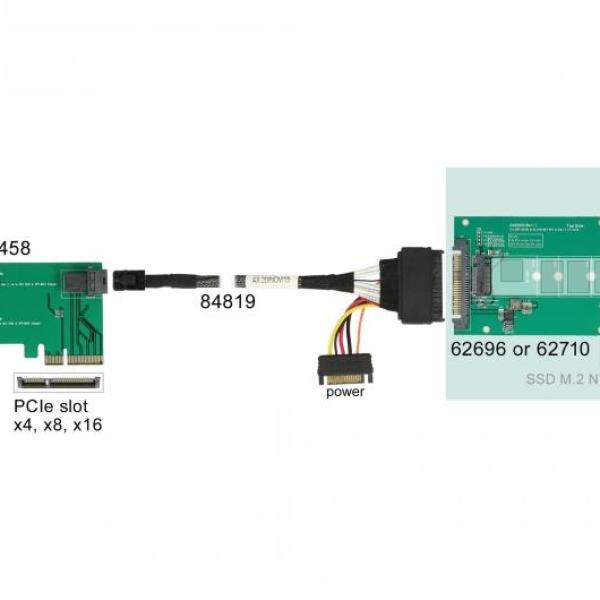 Конвертор DeLock, U.2 SFF-8639 - M.2 NVMe Key M, 2.5"