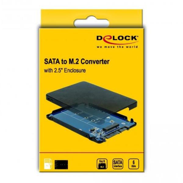 Конвертор DeLock, SATA 22 pin - M.2 с чекмедже, 2.5"
