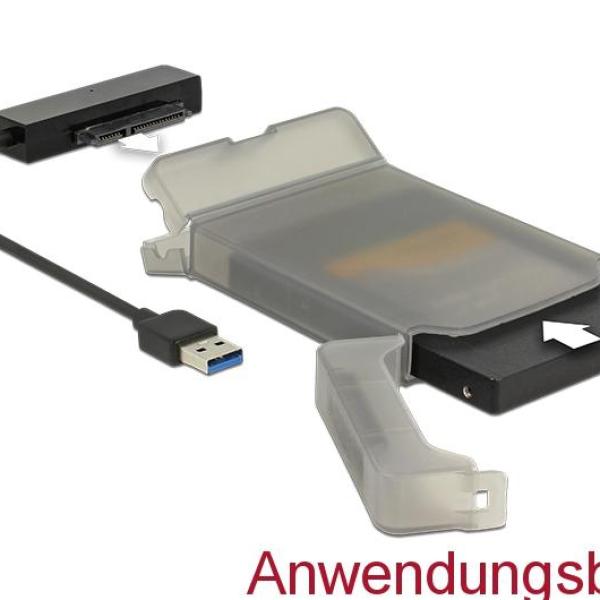 Конвертор Delock, USB 3.0 Type-A мъжко - SATA 6 Gb/s 22 pin, 2.5″ защитен калъф