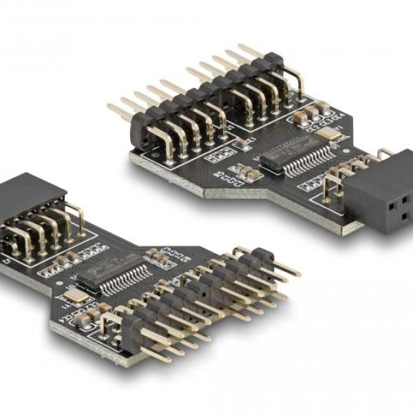 Хъб Delock USB 2.0 9-Pin женско към Две 9-Pin мъжко