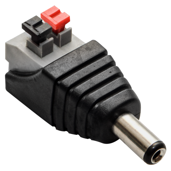 Захранващ конектор с клипси за камери за видеонаблюдение (12v, 2,1/5,5mm мъжки).